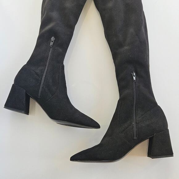Steve Madden Women's Shari Over The Knee‎ Heeled Boots Black Size 7M Faux Suede - Picture 9 of 12